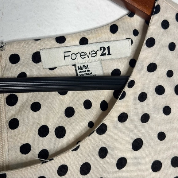 Forever 21 off white black polka dots 3/4 sleeve mini dress size medium - Picture 5 of 11